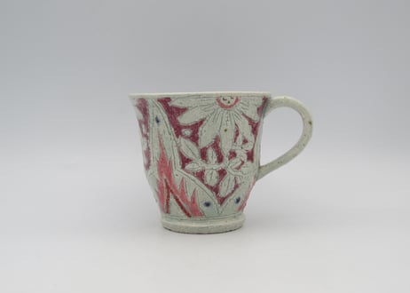 松尾三希子　半磁器色絵ピンクのマグA2