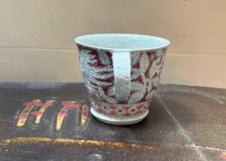松尾三希子　半磁器色絵ピンクのマグA1