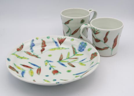 古川章蔵　色絵磁器20cm花紋鉢