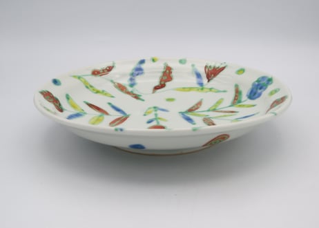古川章蔵　色絵磁器20cm花紋鉢