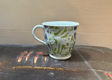 松尾三希子　半磁器色絵緑のマグB2