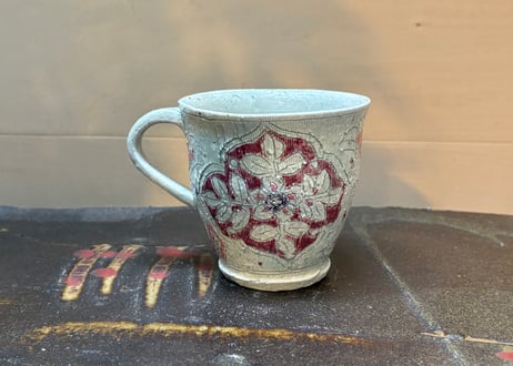 松尾三希子　半磁器色絵ピンクのマグA3