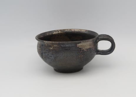 渡辺信史　w9スープカップ.黒釉薬
