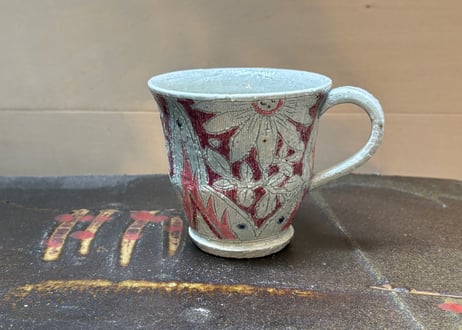松尾三希子　半磁器色絵ピンクのマグA2