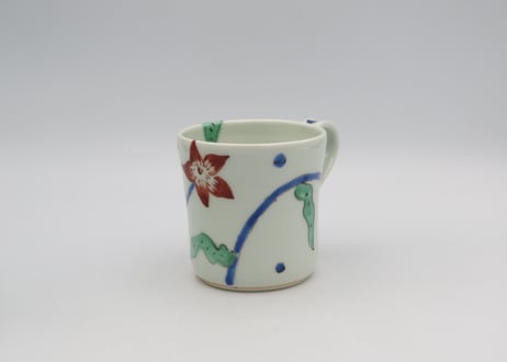 古川章蔵　色絵磁器花紋D1
