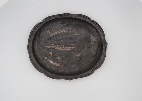 渡辺信史　w12炭化綾花オーバルディッシュ.黒.中