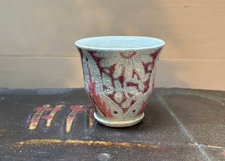 松尾三希子　半磁器色絵ピンクのマグA2