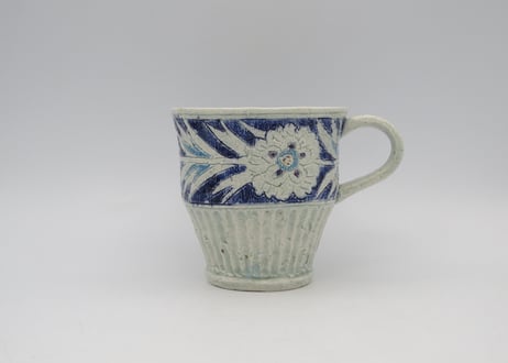 松尾三希子　半磁器色絵 青のマグC2