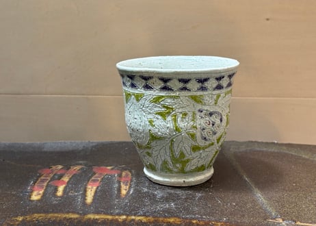 松尾三希子　半磁器色絵緑のマグB3