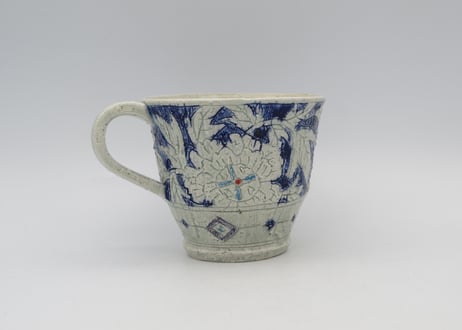 松尾三希子　半磁器色絵 青のマグC1