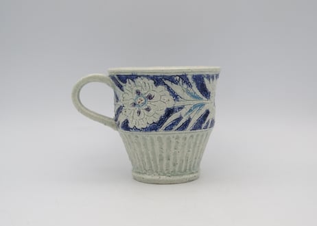 松尾三希子　半磁器色絵 青のマグC2