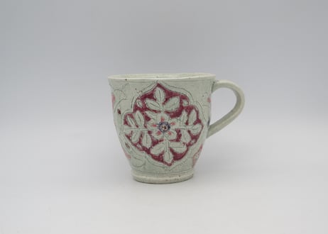 松尾三希子　半磁器色絵ピンクのマグA3
