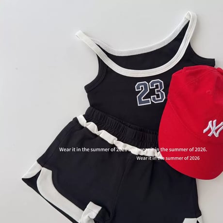 ナンバーロゴ タンクトップ×ショートパンツ セットアップ