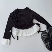 シャツレイヤード風リボントップス