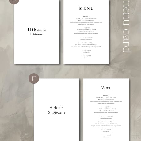 menu / card