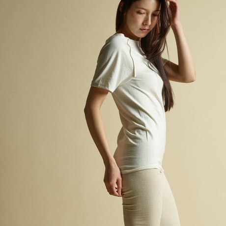 COTTON SILK SEKKETSU SHORT-SLEEVE【IVORY】