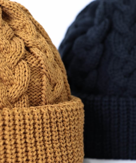 CABLE knit cap / amn-KN-008 / Navy