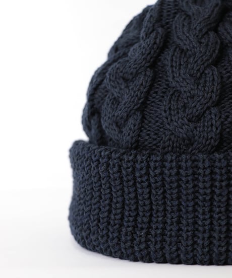 CABLE knit cap / amn-KN-008 / Navy
