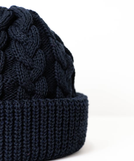 CABLE knit cap / amn-KN-008 / Navy