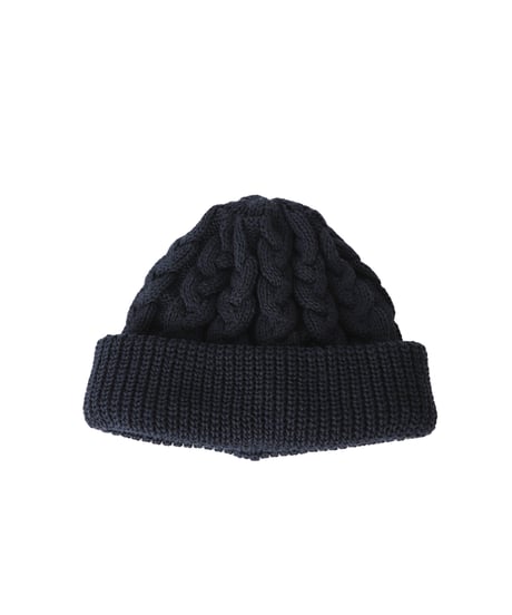 CABLE knit cap / amn-KN-008 / Navy