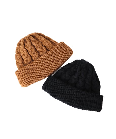 CABLE knit cap / amn-KN-008 / Navy