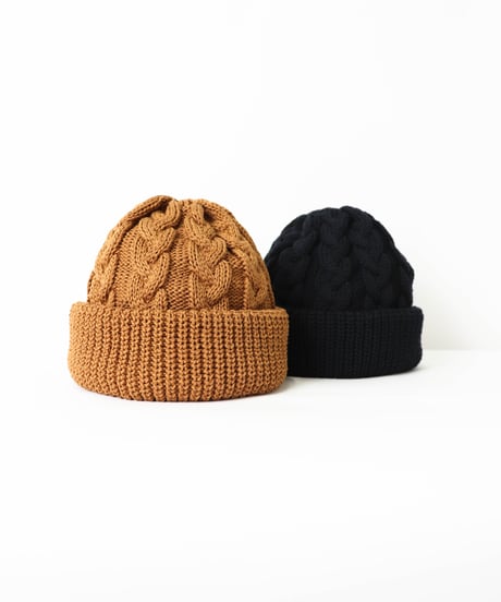 CABLE knit cap / amn-KN-008 / Navy