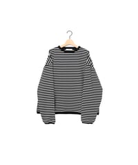TWISTED BORDER long sleeve tee / amn-CS-099 / Black_White