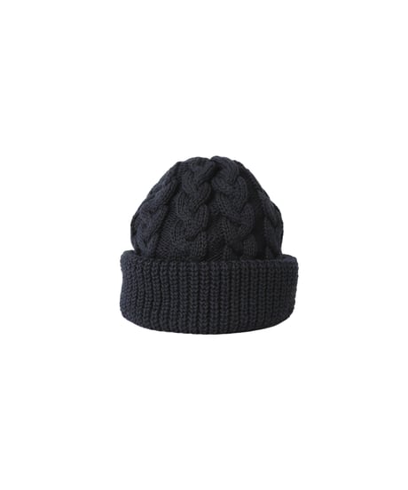 CABLE knit cap / amn-KN-008 / Navy