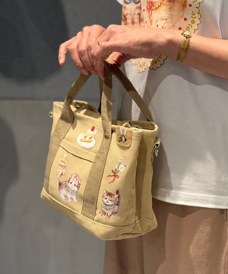 【現物】ぺたぺたミニトート(ショルダー紐つき)