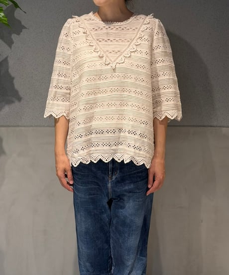 【現物・3L】じゃぶじゃぶミルフィーユブラウス   C