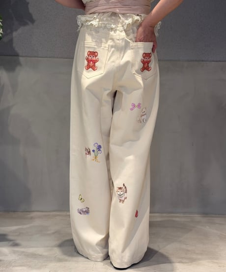 【現物・M】ペタペタリボンチャームデニムパンツ(3色展開)