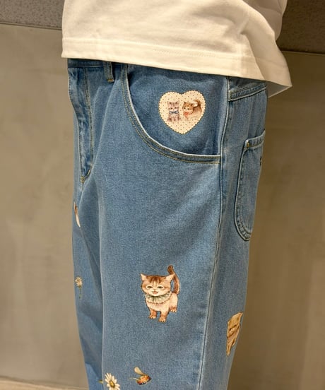 【現物・2L】ペタペタyukiemonデニムパンツ
