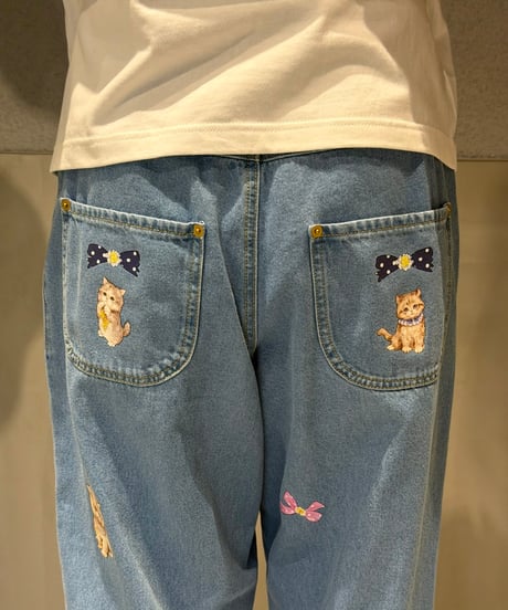 【現物・2L】ペタペタyukiemonデニムパンツ