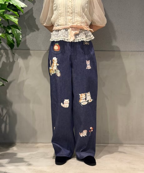 【現物・M】ペタペタリボンチャームデニムパンツ(3色展開)