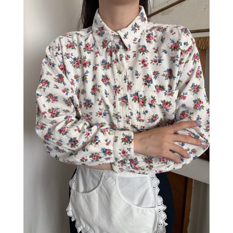 Vintage floral pattern corduroy shirt