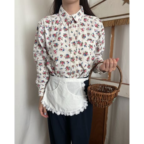 Vintage floral pattern corduroy shirt