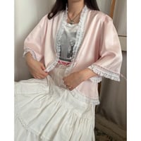 Vintage baby pink floral lace gown