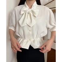 Vintage bowtie peplum blouse