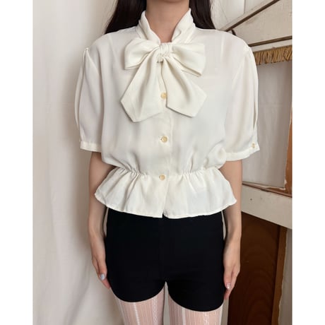 Vintage bowtie peplum blouse