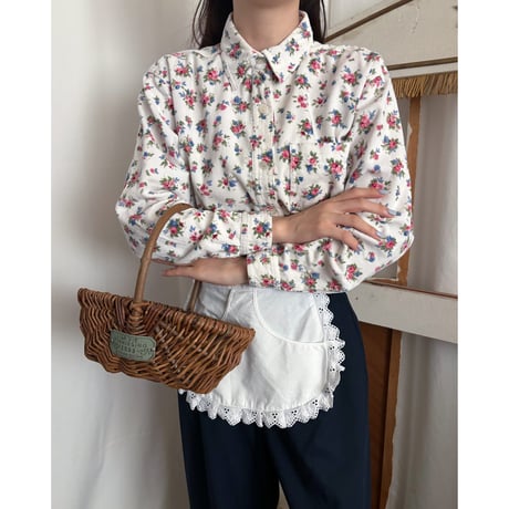 Vintage floral pattern corduroy shirt