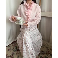 Vintage baby pink frill blouse