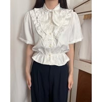 Vintage tie frill peplum blouse