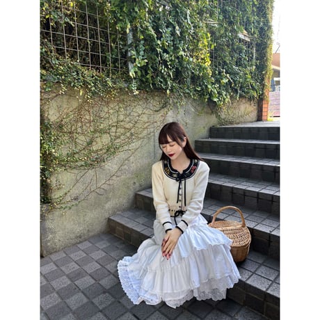 Vintage floral embroidery ribbon cardigan
