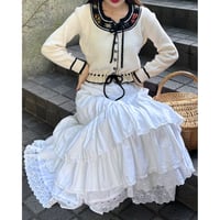 Vintage floral embroidery ribbon cardigan
