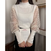 Vintage dot see-through sleeve knit