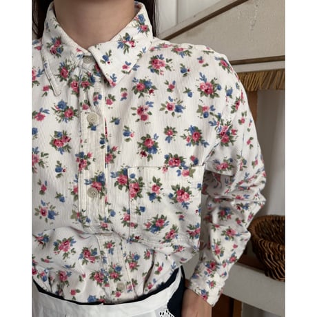 Vintage floral pattern corduroy shirt