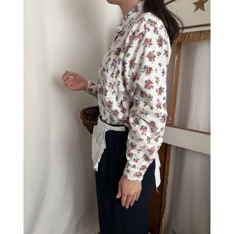 Vintage floral pattern corduroy shirt