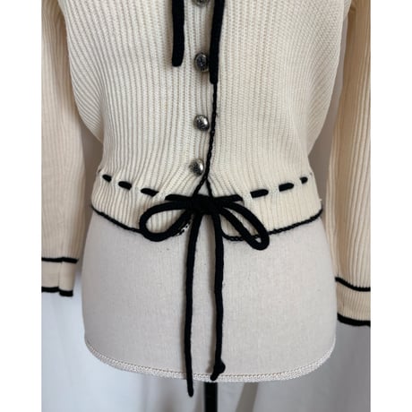 Vintage floral embroidery ribbon cardigan