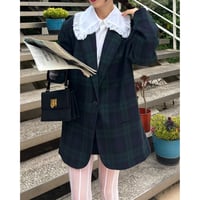 velour collar tartan check jacket