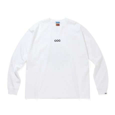 EMBROIDERY LOGO　COTTON L/S T-SHIRT_CCC_WHITE